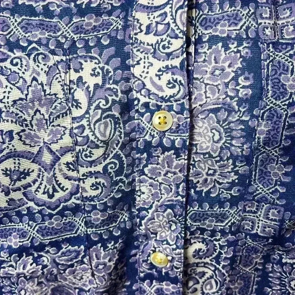 Anthropologie AKEMI + KIN Coconino 3/4 Sleeve Button Down Top Size M Blue Motif - Picture 4 of 11